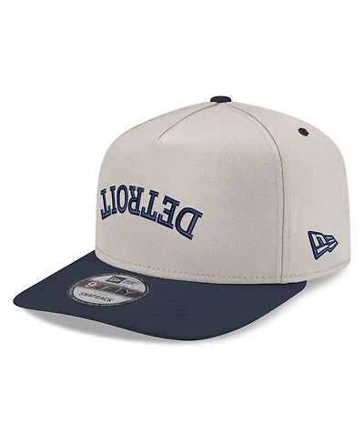 New Era Men's Cream/Navy Detroit Tigers Upside Down City Name A-Frame 9FIFTY Snapback Hat