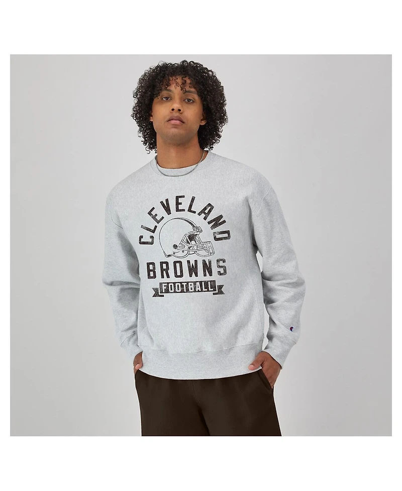 Champion Men's Heather Gray Cleveland Browns Reverse Weave Fleece Pullover Sweatshirt