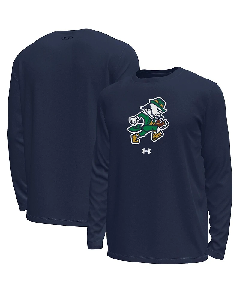 Under Armour Men's Navy Notre Dame Fighting Irish Leprechaun Heat Gear Long Sleeve T-Shirt