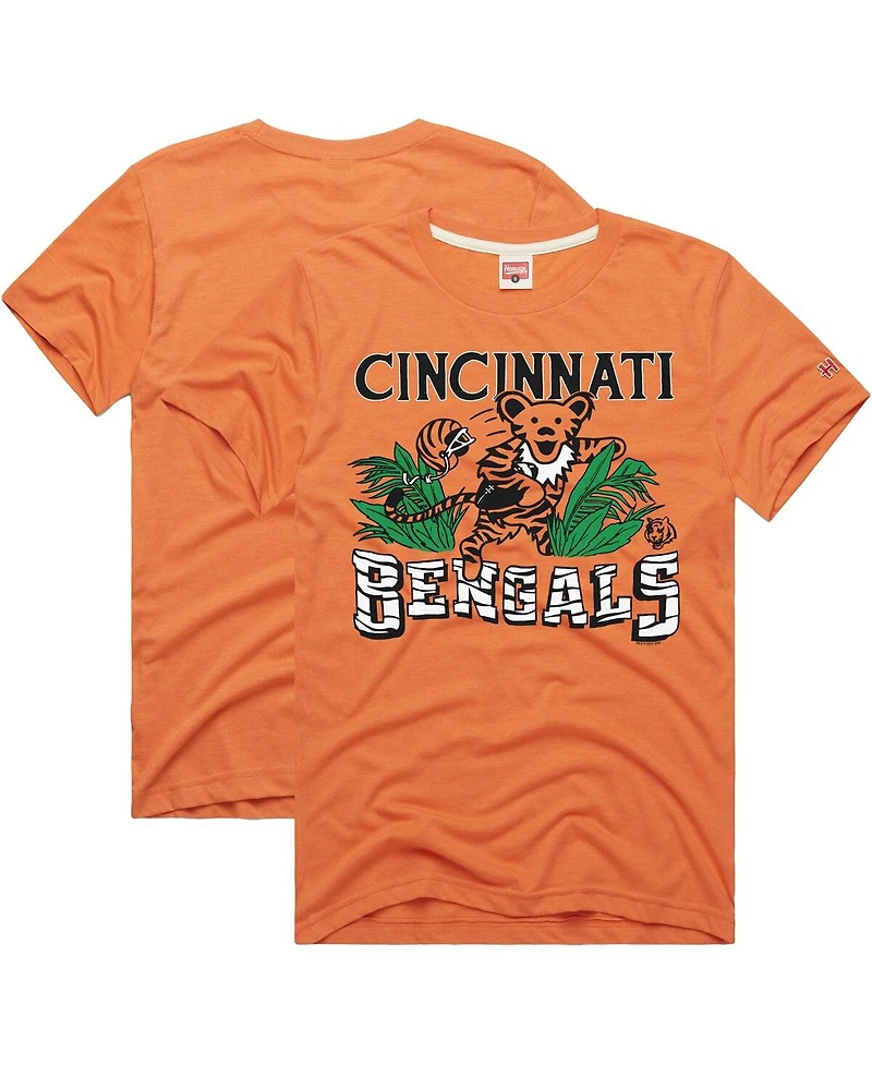 Homage Men's Orange Cincinnati Bengals Nfl x Grateful Dead Tri-Blend T-Shirt