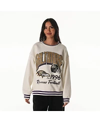 The Wild Collective Women's Cream Baltimore Ravens Oversized Vintage French Terry Sweatshirt