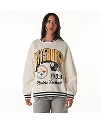 The Wild Collective Women's Cream Pittsburgh Steelers Oversized Vintage French Terry Sweatshirt