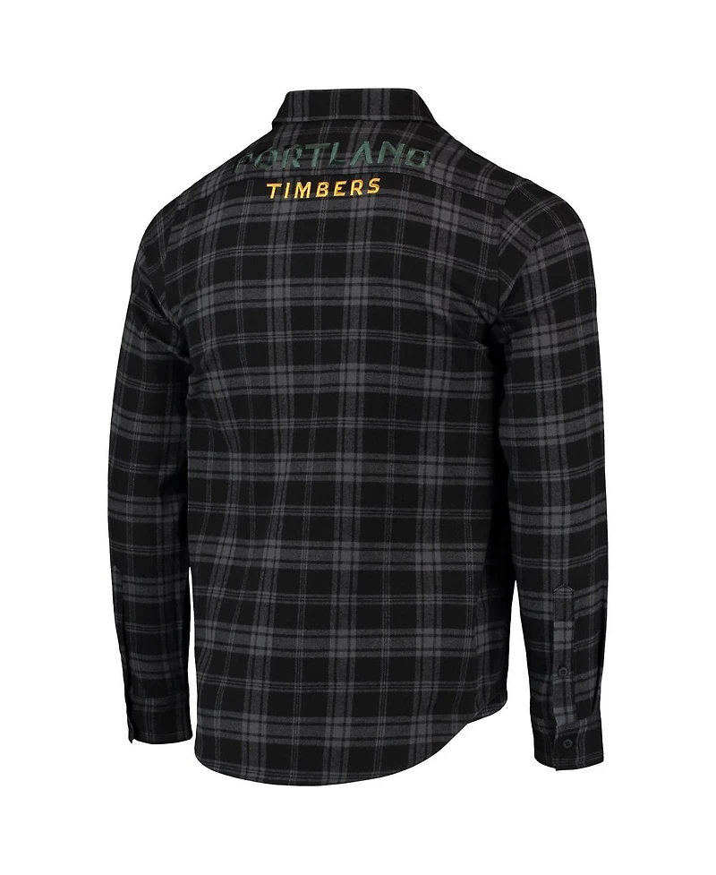 The Wild Collective Men's Black Portland Timbers Buffalo Check Button-Up Shirt