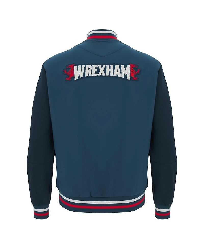 Macron Men's Navy Wrexham Anthem Full-Snap Varsity Jacket