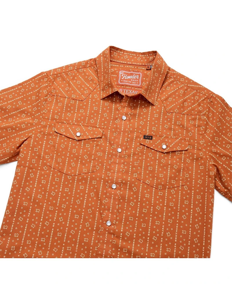 Howler Brothers Men's Texas Orange Longhorns x Print Full-Snap Shirt