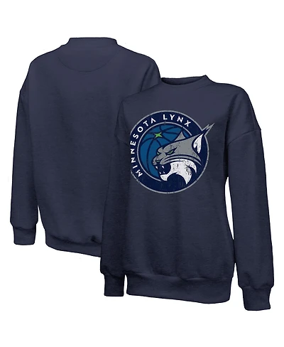Majestic Women's Navy Minnesota Lynx Primary Logo Drop Shoulder Tri-Blend Pullover Sweatshirt