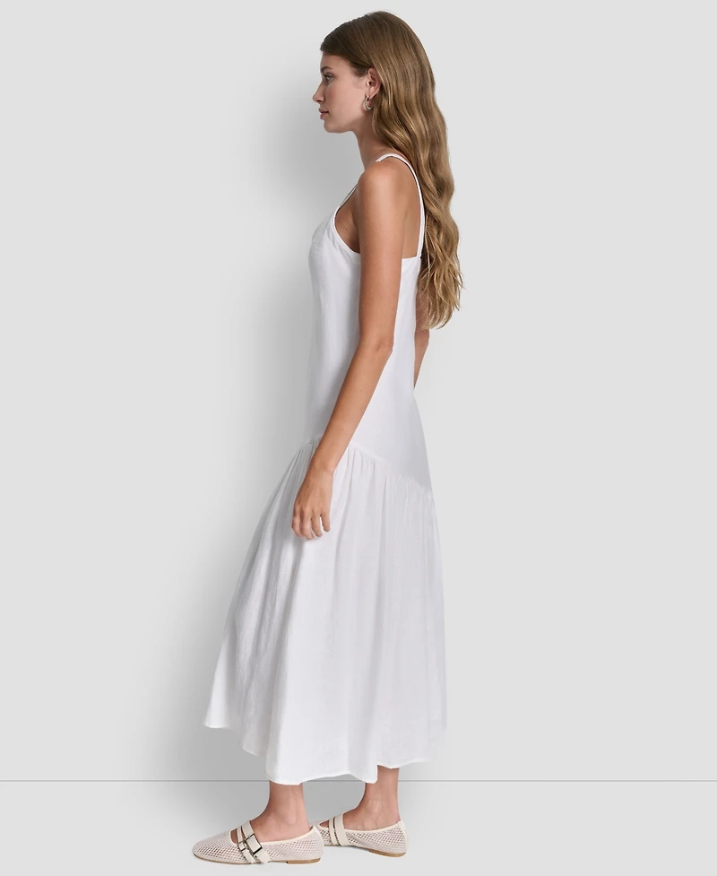 Dkny Women's Shirred Sleeveless V-Neck Dress