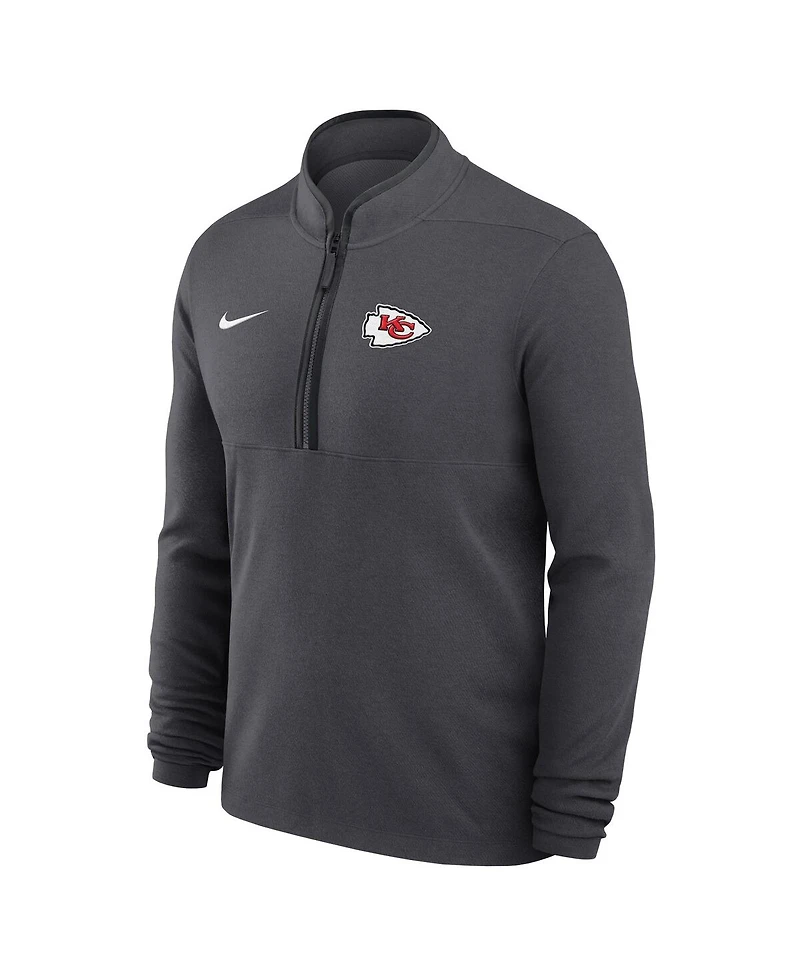 Nike Men's Anthracite Kansas City Chiefs Lightweight Victory Dri-fit Half-Zip Pullover Hoodie