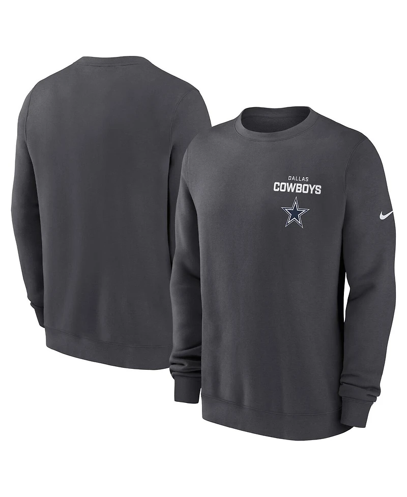 Nike Men's Anthracite Dallas Cowboys Primetime Club Fleece Pullover Sweatshirt