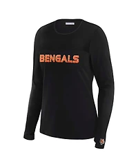 Wear by Erin Andrews Women's x Gracie Hunt Black Cincinnati Bengals Mesh Panel Long Sleeve T-Shirt