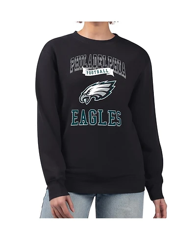 G-iii 4Her by Carl Banks Women's Black Philadelphia Eagles Team Logo Graphic Tri-Blend Pullover Sweatshirt