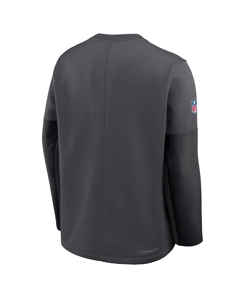 Nike Men's Anthracite Dallas Cowboys Sideline Coach Therma-fit Long Sleeve T-Shirt
