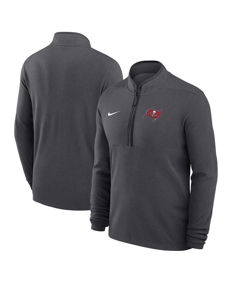 Nike Men's Anthracite Tampa Bay Buccaneers Lightweight Victory Dri-fit Half-Zip Pullover Hoodie