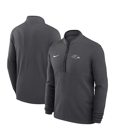 Nike Men's Anthracite Baltimore Ravens Lightweight Victory Dri-fit Half-Zip Pullover Hoodie