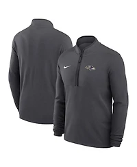 Nike Men's Anthracite Baltimore Ravens Lightweight Victory Dri-fit Half-Zip Pullover Hoodie