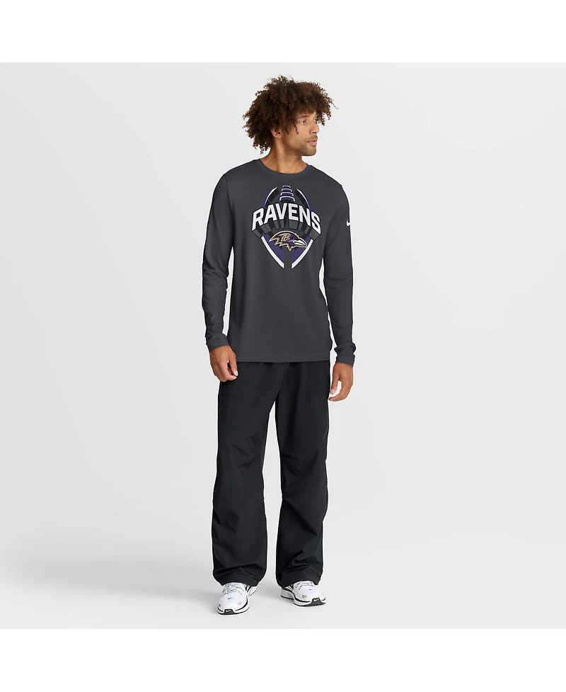 Nike Men's Anthracite Baltimore Ravens Primetime Legend Icon Performance Long Sleeve T-Shirt