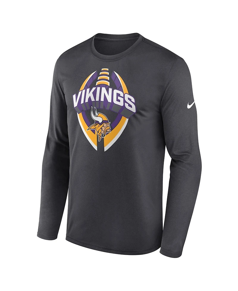 Nike Men's Anthracite Minnesota Vikings Primetime Legend Icon Performance Long Sleeve T-Shirt