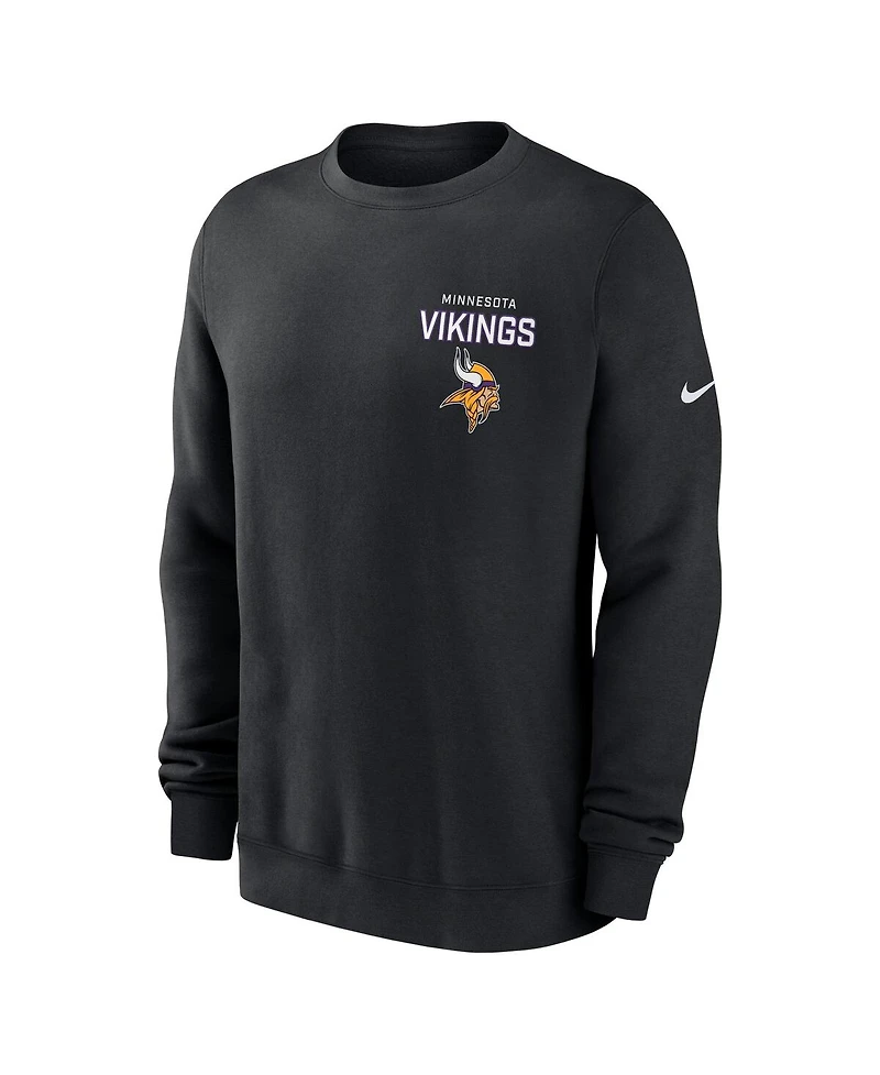 Nike Men's Black Minnesota Vikings Primetime Club Fleece Pullover Sweatshirt