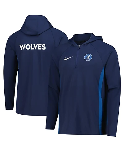 Nike Men's Navy Minnesota Timberwolves Authentic On Court Zone Quarter-Zip Dri-fit Hoodie Jacket