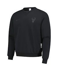 Nike Men's Black Milwaukee Bucks Authentic Standard Issue Travel Dri-fit Pullover Sweatshirt