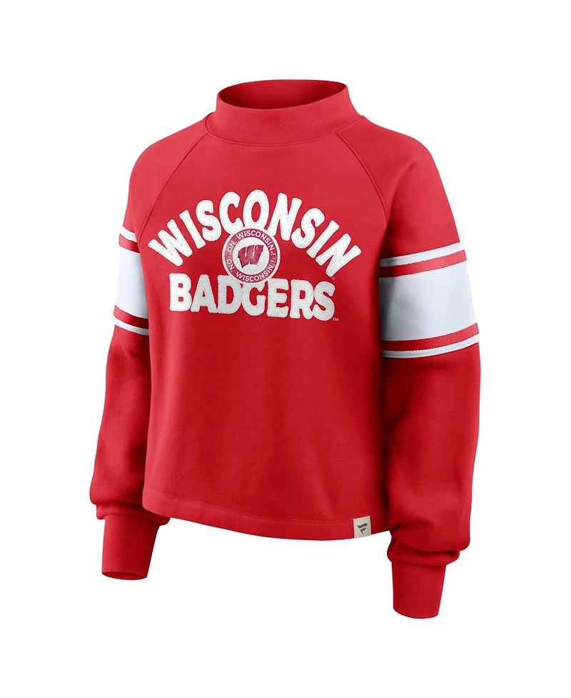 Fanatics Women's Red Wisconsin Badgers Oversized Hometown Premium Punt Coverage Raglan Pullover Sweatshirt