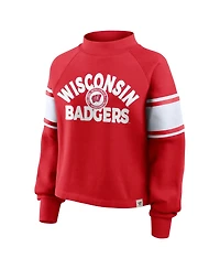 Fanatics Women's Red Wisconsin Badgers Oversized Hometown Premium Punt Coverage Raglan Pullover Sweatshirt