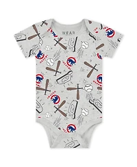Wear by Erin Andrews Baby Boys and Girls 3-Piece Heather Gray/White/Royal Chicago Cubs Three-Piece Turn Me Around Bodysuits Pants Set