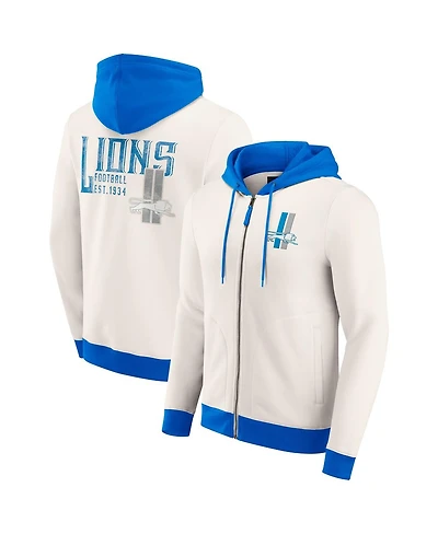 Darius Rucker Collection by Fanatics Men's Cream Detroit Lions Distressed Graphics Full-Zip Hoodie