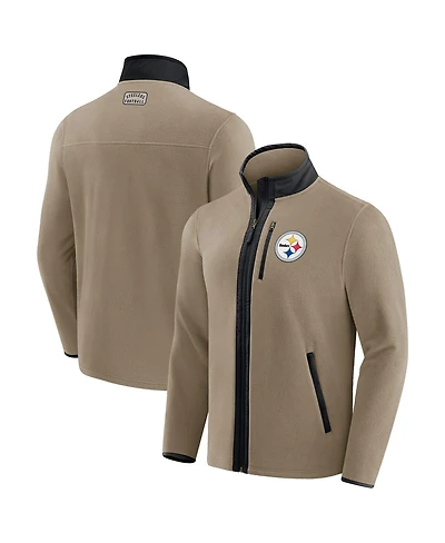 Nfl x Darius Rucker Collection by Fanatics Men's Tan Pittsburgh Steelers Heavyweight Polar Fleece Full-Zip Jacket