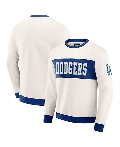 Darius Rucker Collection by Fanatics Men's Cream Los Angeles Dodgers Color block Crewneck Sweatshirt