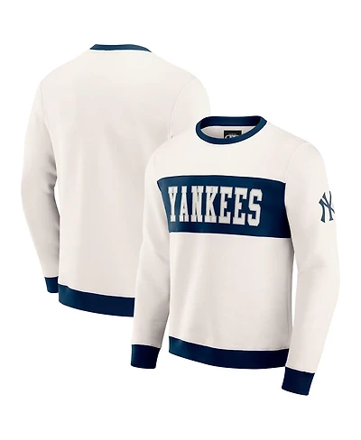 Darius Rucker Collection by Fanatics Men's Cream New York Yankees Color block Crewneck Sweatshirt