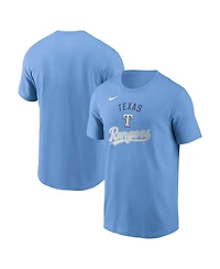 Nike Men's Light Blue Texas Rangers Early Innings Stack T-Shirt