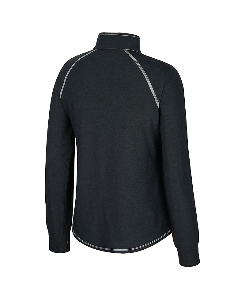 Colosseum Women's Black Wisconsin Badgers Bikram Raglan Quarter-Zip Sweatshirt