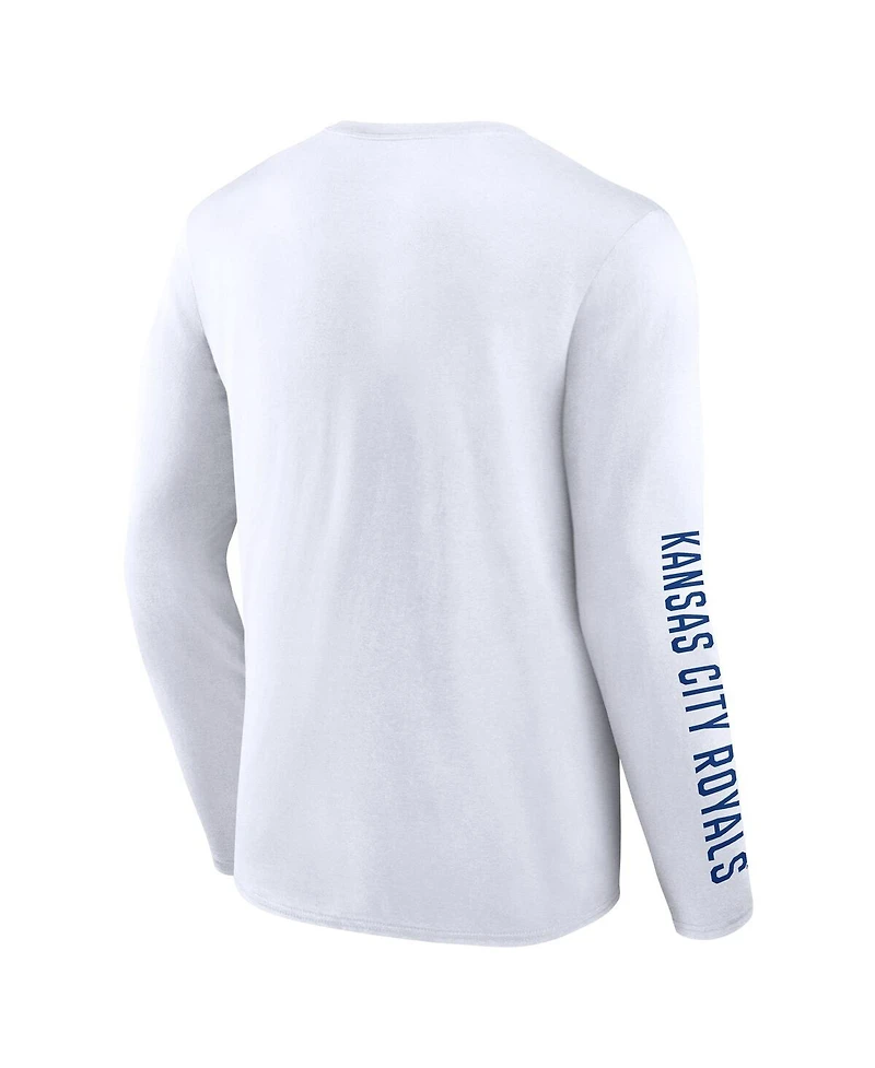 Fanatics Men's White Kansas City Royals Press Box Long Sleeve T-Shirt