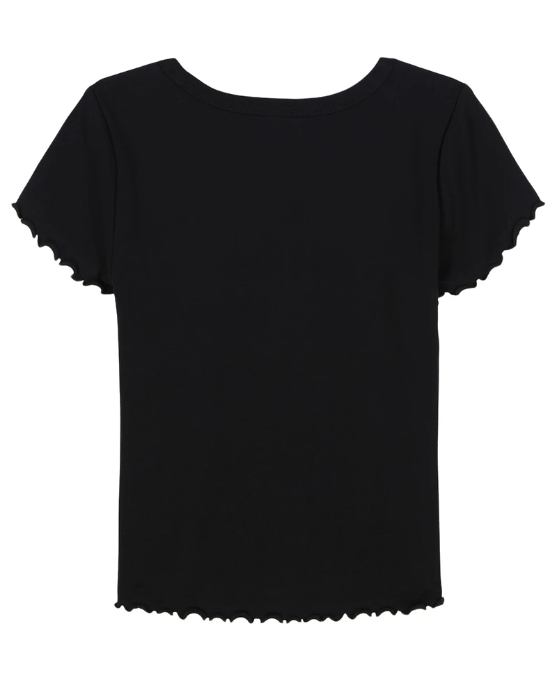 Calvin Klein Girls 7-16 Foil Ribbed Knit Short Sleeve T-Shirt