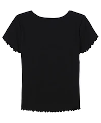 Calvin Klein Girls 7-16 Foil Ribbed Knit Short Sleeve T-Shirt