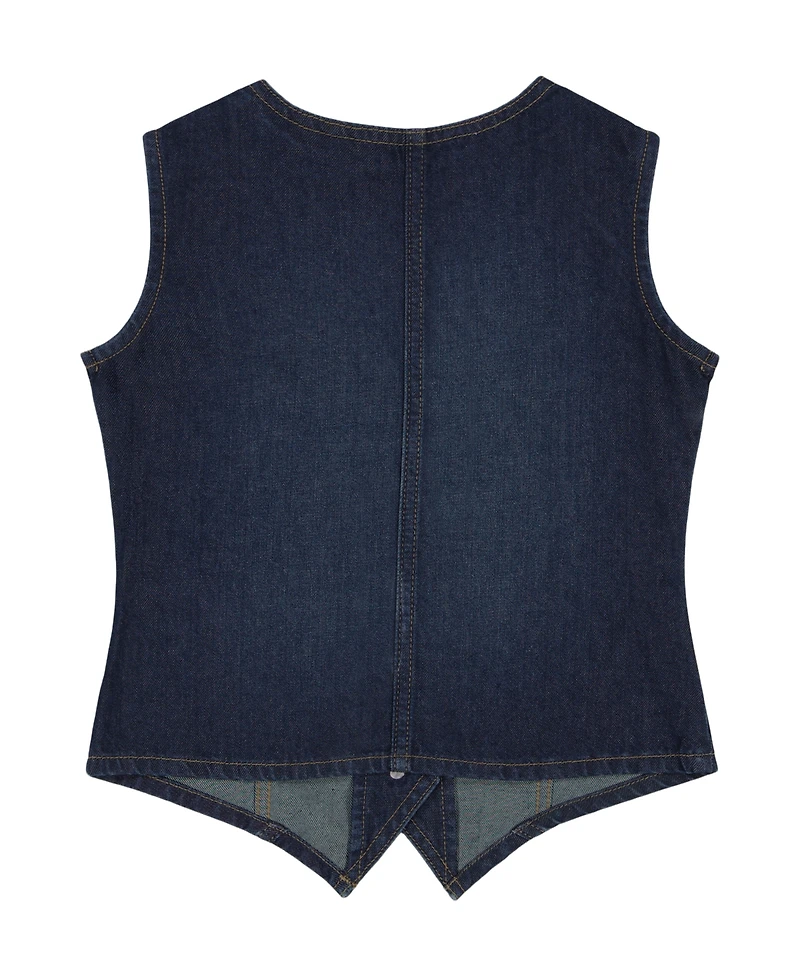 Calvin Klein Girls 7-16 Button-Front V-Neck Denim Vest