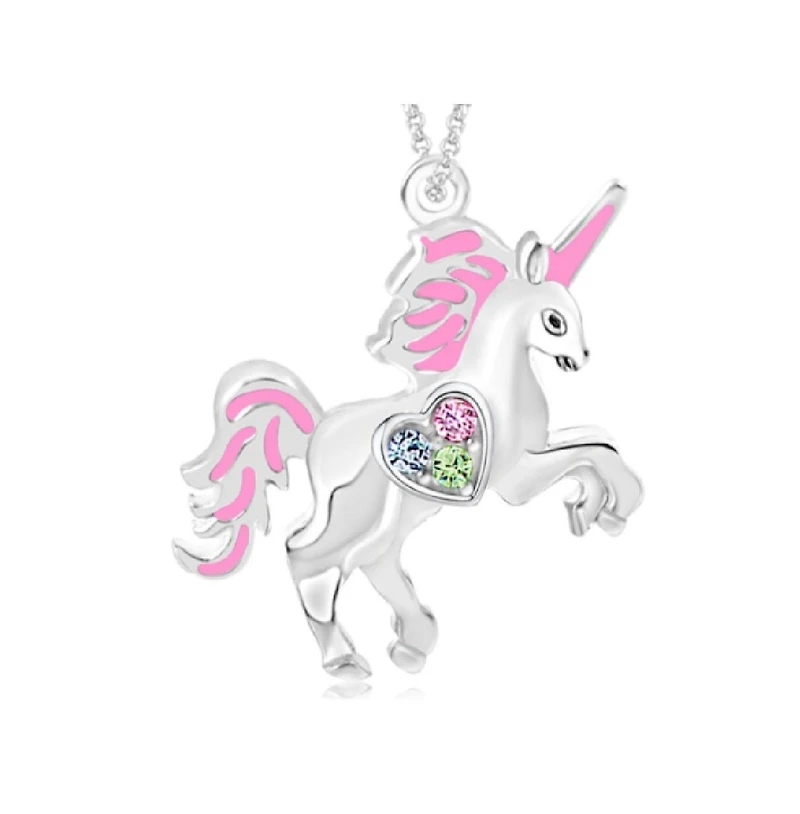 Chanteur Girls /Girl/Unicorn Crystal White Gold Palladium Plating Necklace