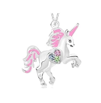 Chanteur Girls /Girl/Unicorn Crystal White Gold Palladium Plating Necklace