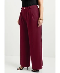 June + Vie Plus Pleated Wide-Leg Trousers