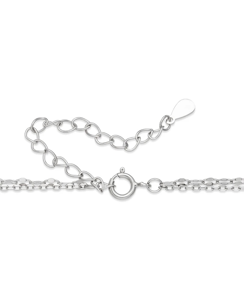 Belle de Mer Cultured Freshwater White Drop Pearl (8-9mm) and Lab Created Sapphire Necklace in Sterling Silver