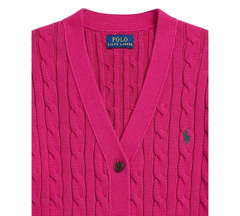Polo Ralph Lauren Girls 7-16 Cable V-Neck Cardigan
