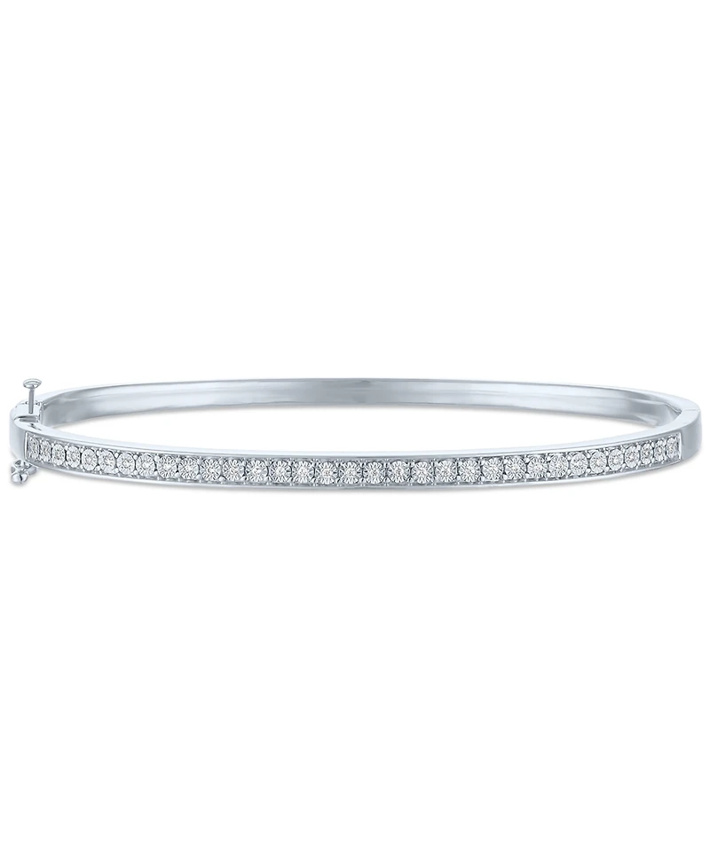 Macy's 2-Pc. Diamond Bangle Bracelet Set (1/5 ct. t.w.) in Sterling Silver