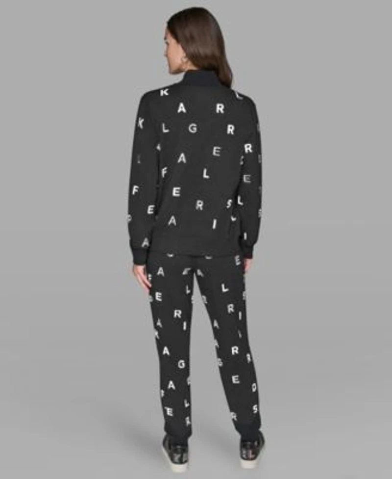 Karl Lagerfeld Paris Womens Logo Detail Pull On Joggers Long Sleeve Jacket