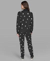 Karl Lagerfeld Paris Womens Logo Detail Pull On Joggers Long Sleeve Jacket
