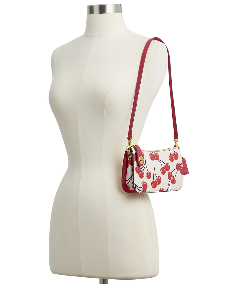 Coach Penn Cherry Print Leather Shoulder Bag