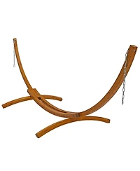 Quilted Double Fabric 2-Person Hammock with Curved Arc Wood Stand