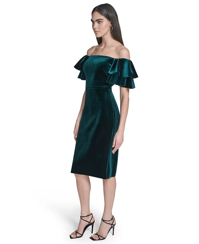 Eliza J Women's Velvet Off-The-Shoulder Dress