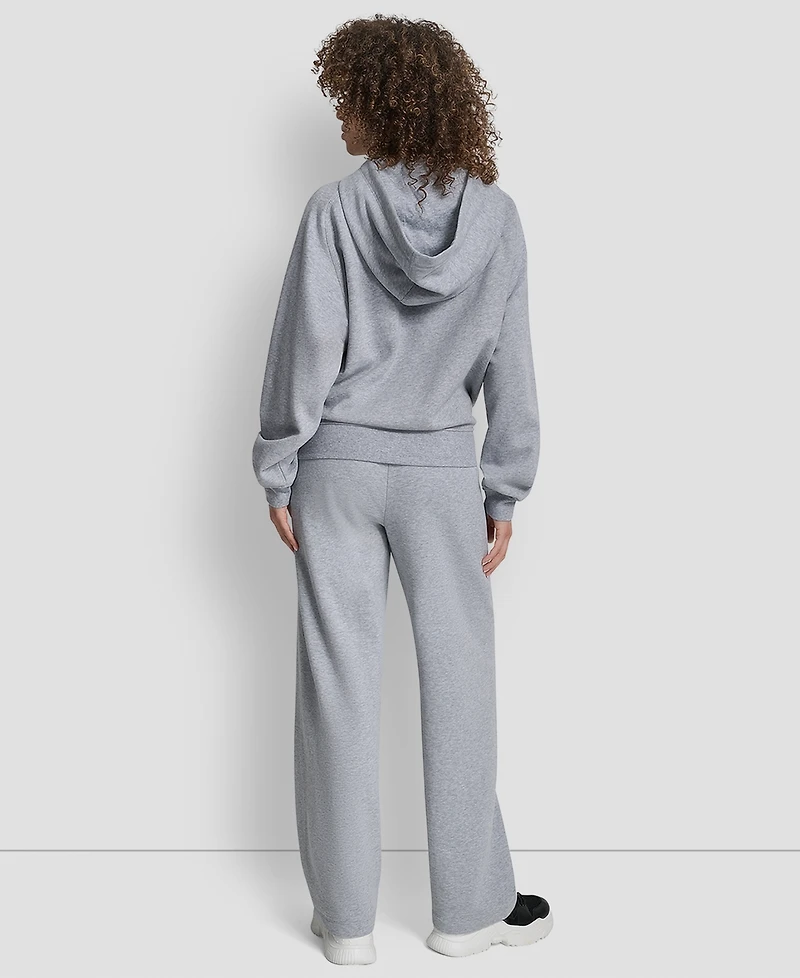 Dkny Women's Flock Logo Kanga Pocket Pull-On Hoodie