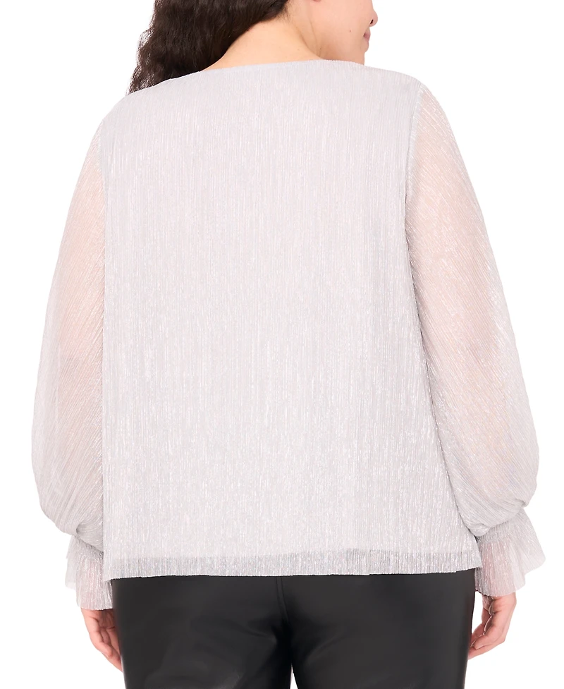 Vince Camuto Plus Metallic V-Neck Blouse